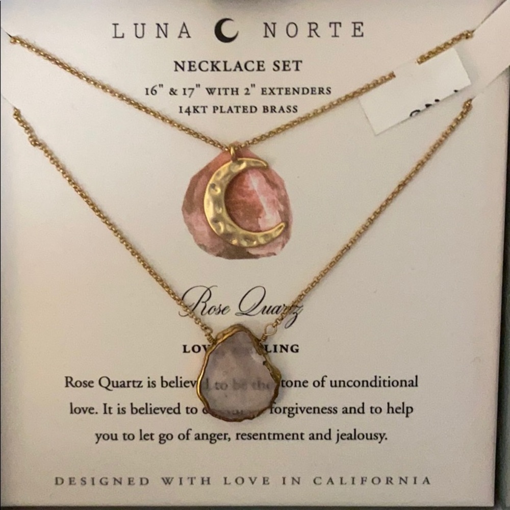 Luna Norte rose quartz necklace set